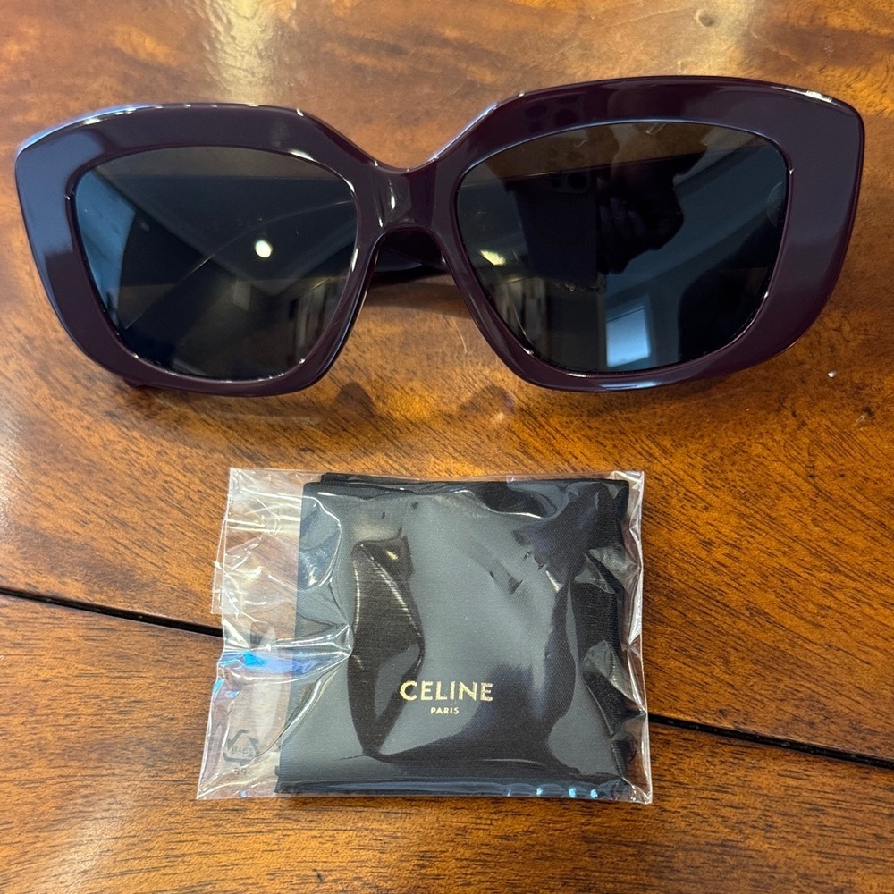 Celine Triomphe Acetate Butterfly Bordeux Women's Sunglasses with Logo - Picture 8 of 16